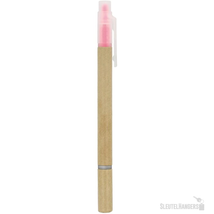 Papieren tekstmarker balpen roze