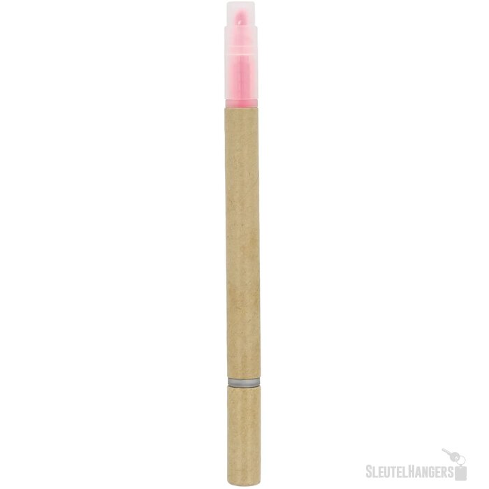 Papieren tekstmarker balpen roze