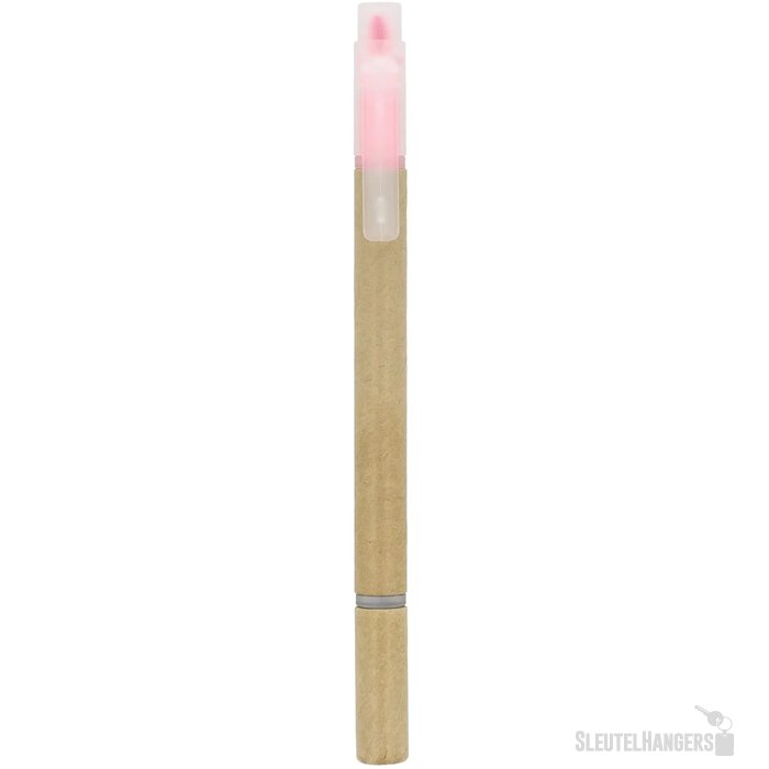 Papieren tekstmarker balpen roze