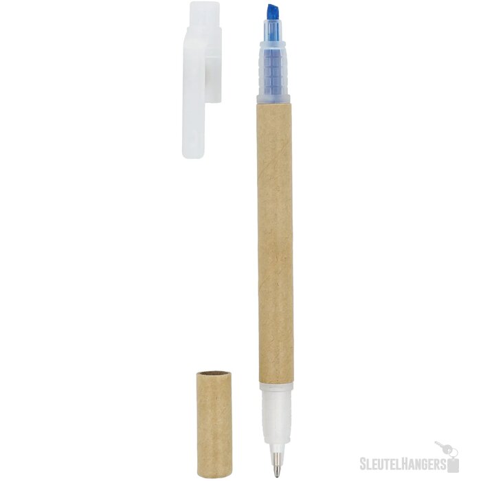 Papieren tekstmarker balpen blauw