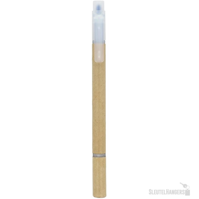 Papieren tekstmarker balpen blauw