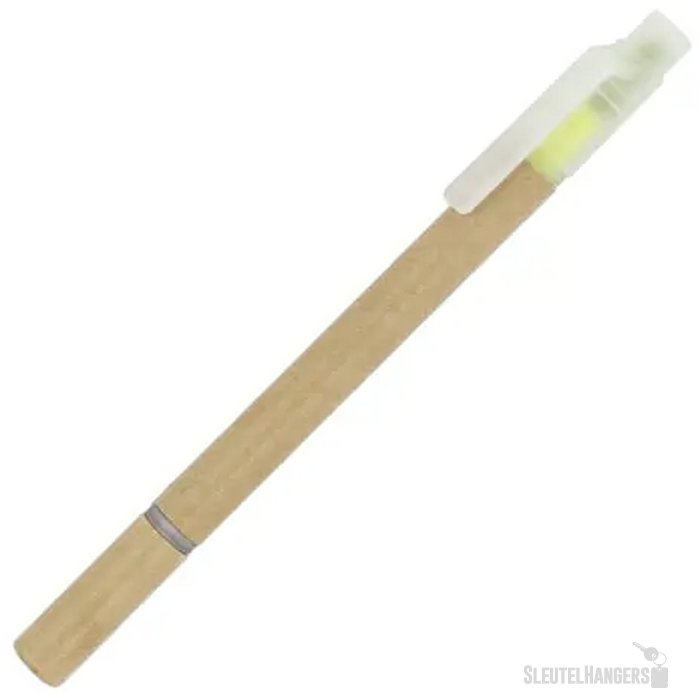 Papieren tekstmarker balpen geel