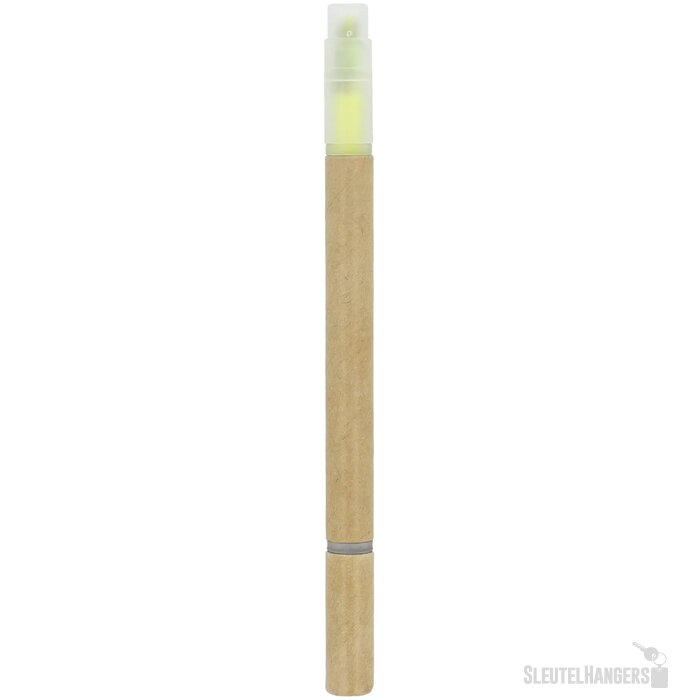 Papieren tekstmarker balpen geel