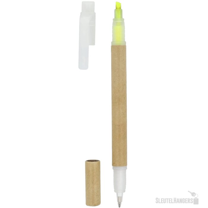 Papieren tekstmarker balpen geel