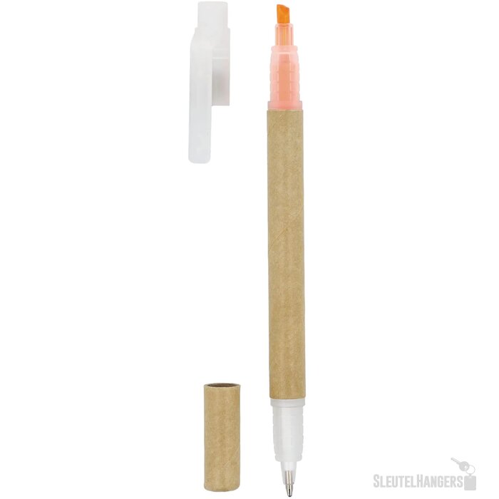 Papieren tekstmarker balpen oranje