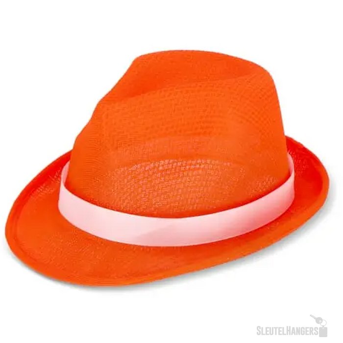 Polyester hoed met band oranje