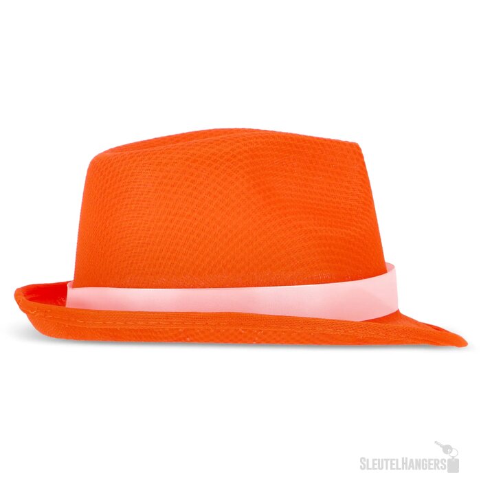 Polyester hoed met band oranje