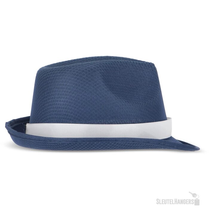 Polyester hoed met band donkerblauw
