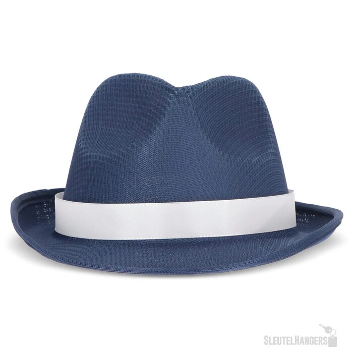 Polyester hoed met band donkerblauw