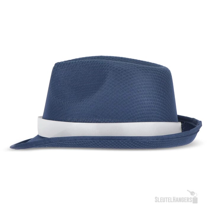 Polyester hoed met band donkerblauw