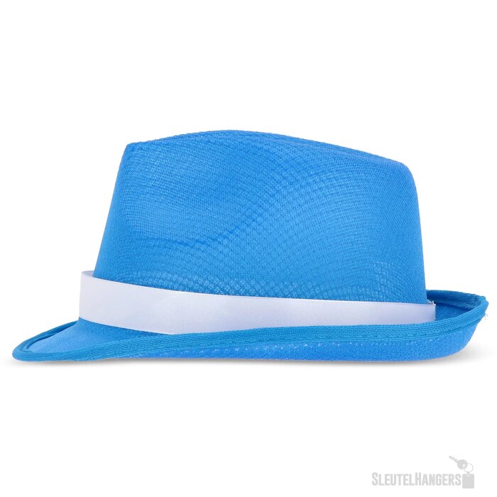 Polyester hoed met band blauw