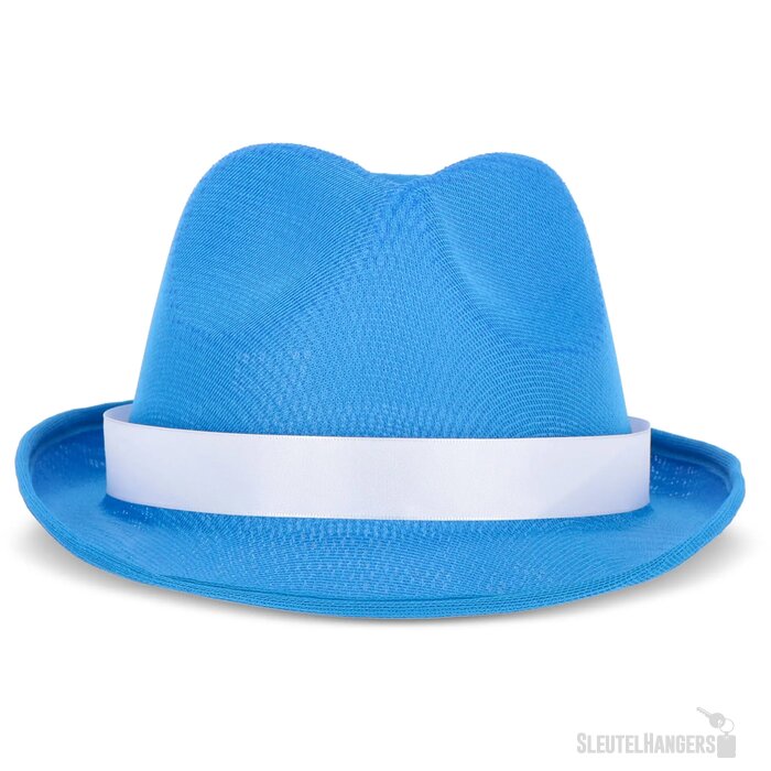 Polyester hoed met band blauw