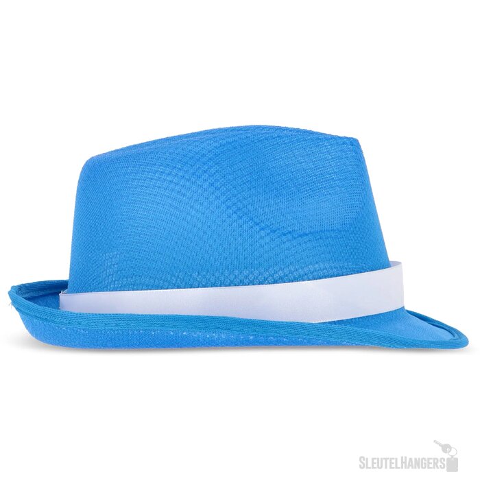 Polyester hoed met band blauw
