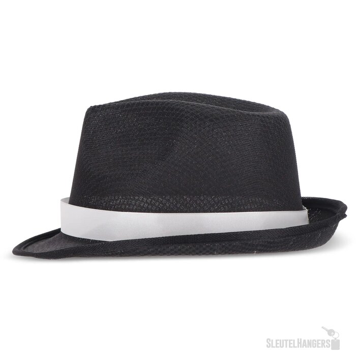Polyester hoed met band zwart