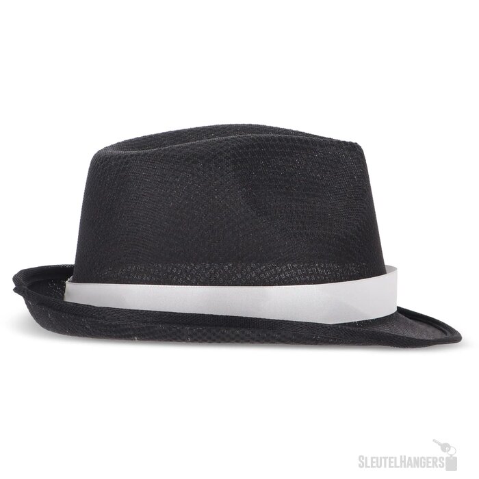 Polyester hoed met band zwart
