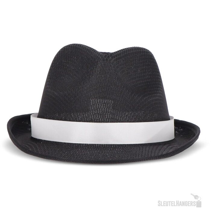Polyester hoed met band zwart