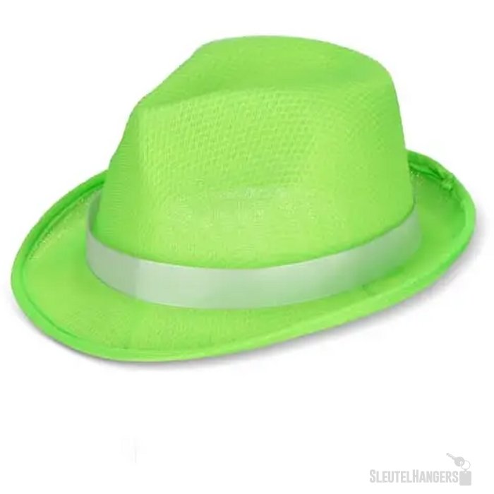 Polyester hoed met band lichtgroen
