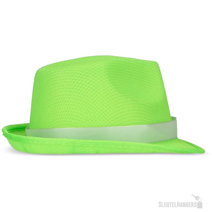 Polyester hoed met band lichtgroen