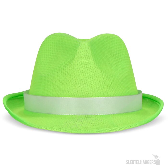 Polyester hoed met band lichtgroen