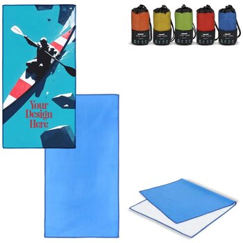 R-PET sneldrogende sport handdoek 40x80cm met etui (200g/m²) sublimatie blauw