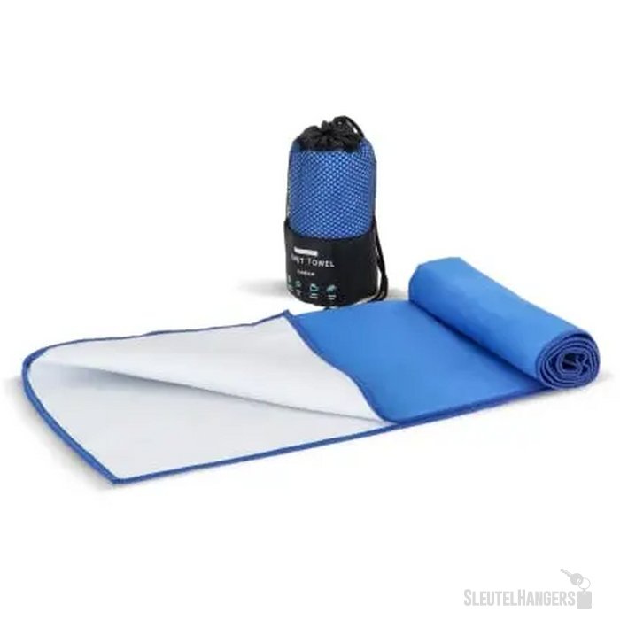 R-PET sneldrogende sport handdoek 40x80cm met etui (200g/m²) sublimatie blauw