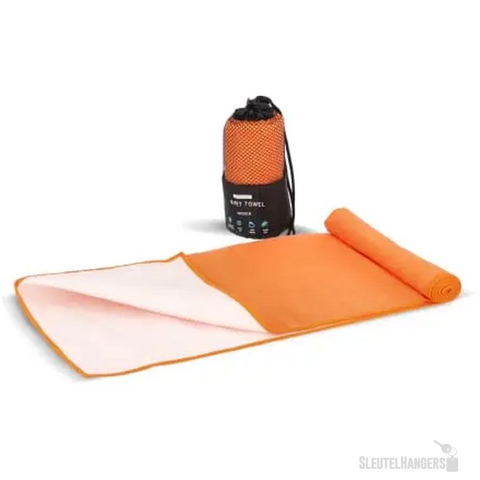 R-PET sneldrogende sport handdoek 40x80cm met etui (200g/m²) sublimatie oranje
