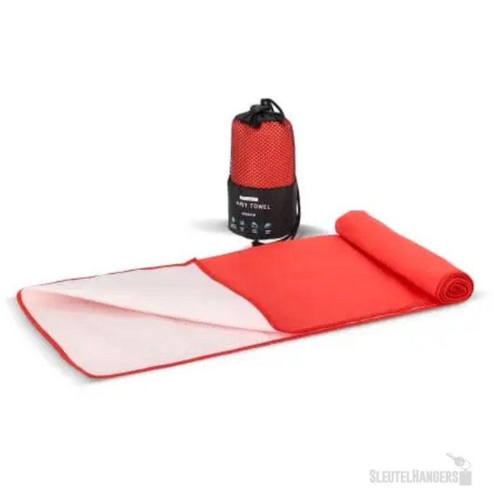 R-PET sneldrogende sport handdoek 40x80cm met etui (200g/m²) sublimatie rood