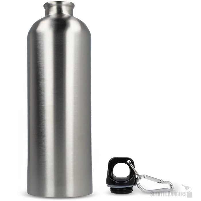 R-SS enkelwandige fles met karabijnhaak 750ml zilver