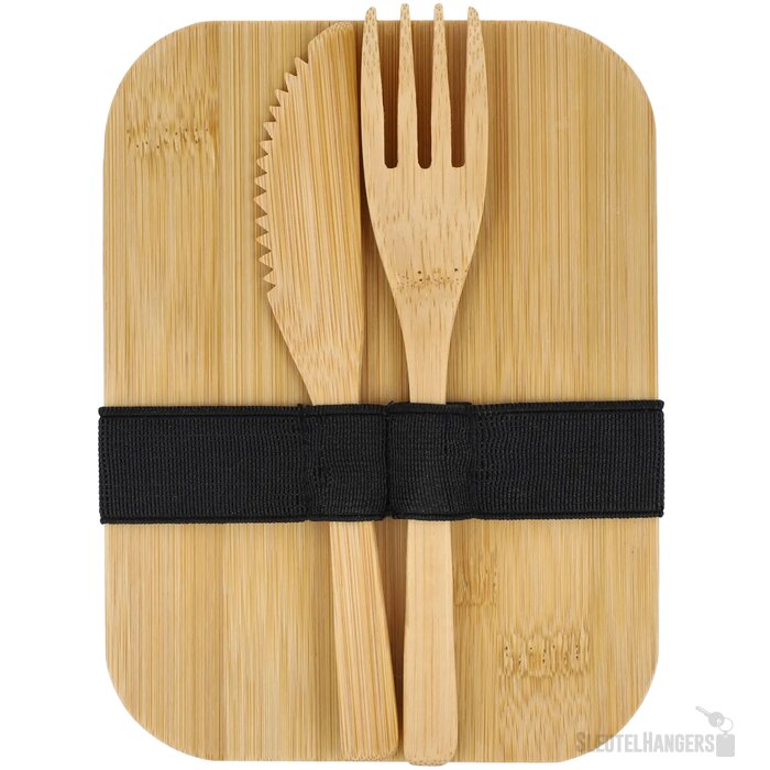Roestvrij stalen lunchbox met bamboo deksel zilver