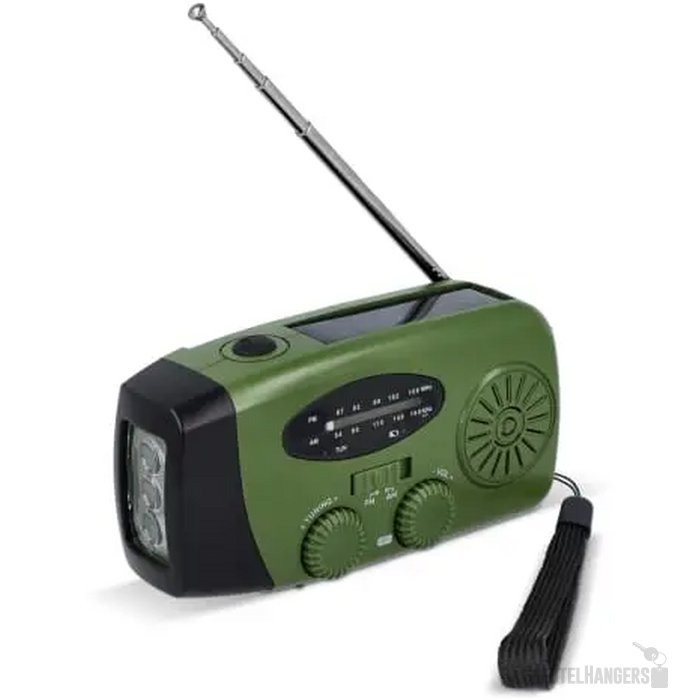 SafeSound Noodradio met Zonne-energie en Opwindbaar donker groen