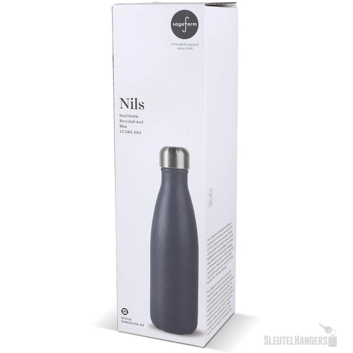 Sagaform Nils stalen fles gepoedercoat 500 ml donkerblauw 500 ml