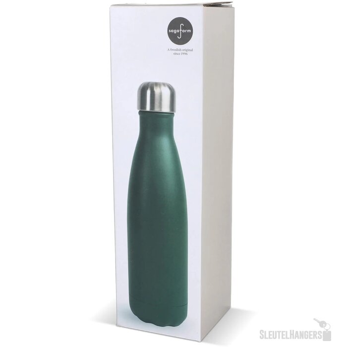 Sagaform Nils stalen fles gepoedercoat 500 ml donker groen 500 ml