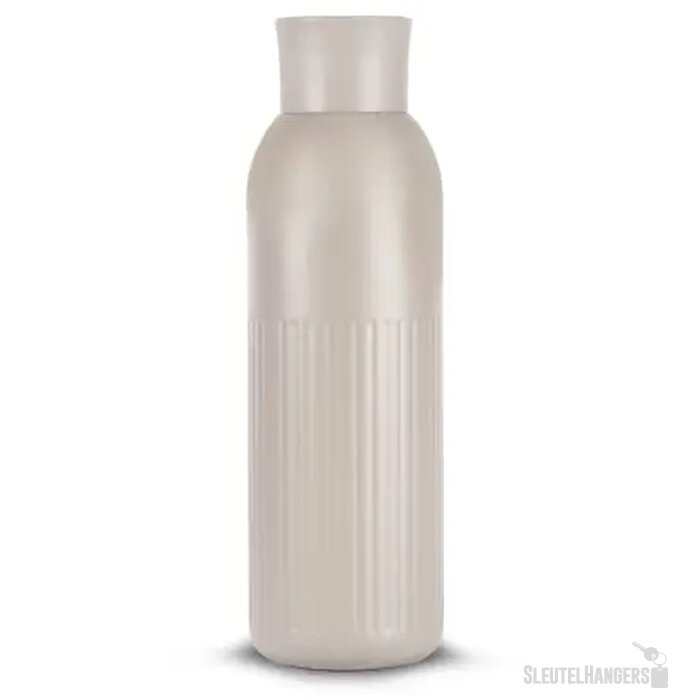 Sagaform Tekla Push stalen fles met druk dop Beige
