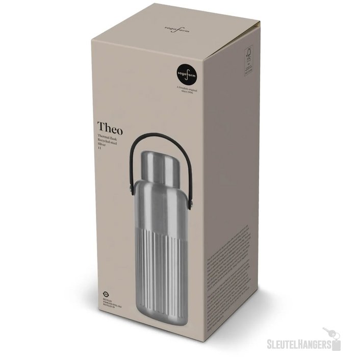 Sagaform Theo gerecycled thermosfles Zilver 1000 ml