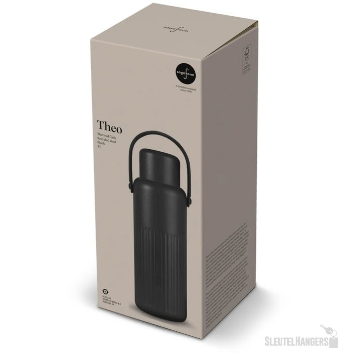 Sagaform Theo gerecycled thermosfles Zwart 1000 ml