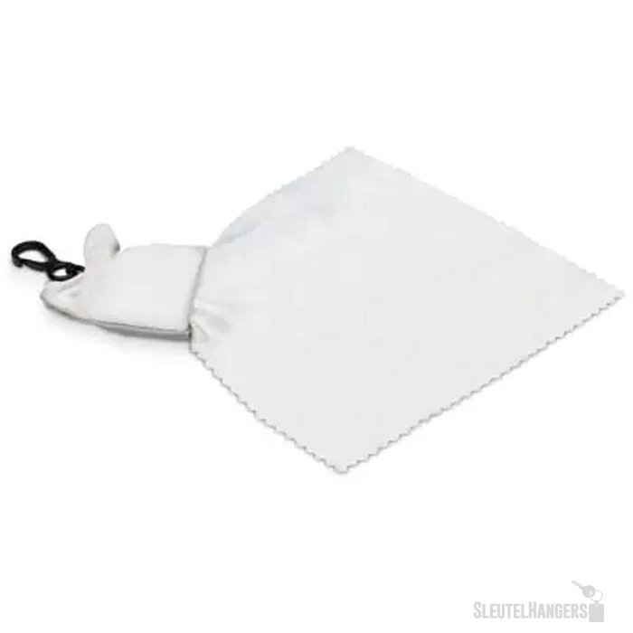 Sleutelhanger met Microvezel schoonmaakdoekje antibacterieel wit/transparant