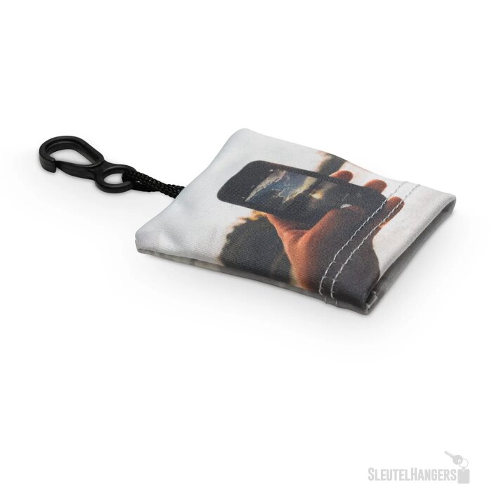 Sleutelhanger met Microvezel schoonmaakdoekje antibacterieel wit/transparant