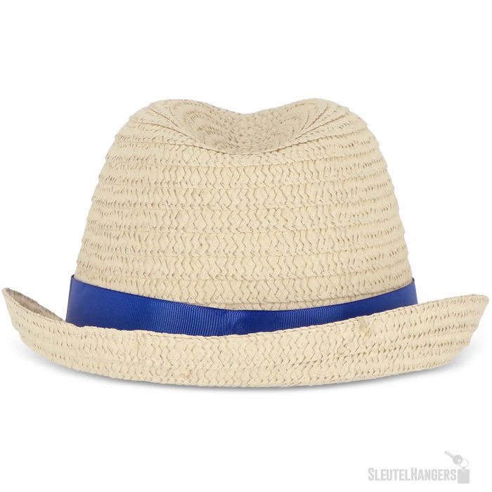 Strohoed met gekleurde band donkerblauw