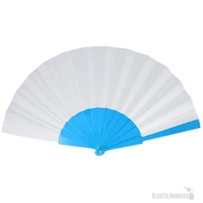 Waaier plastic &amp; polyester lichtblauw
