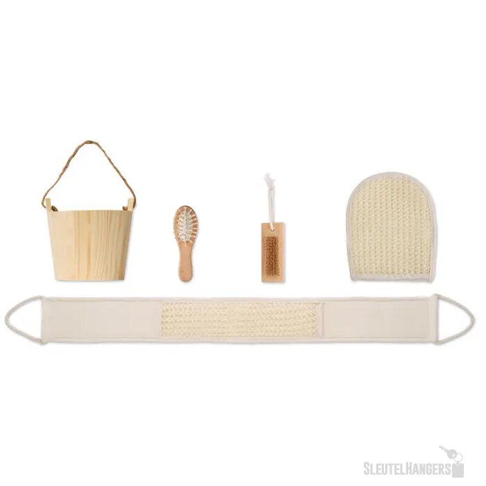 Badcadeauset in houten emmer Selfcare hout
