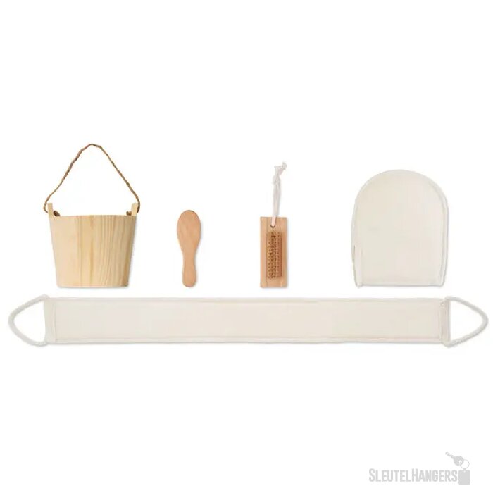 Badcadeauset in houten emmer Selfcare hout