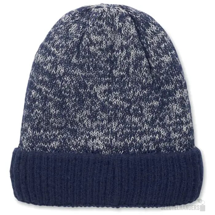 Gebreide muts met boord Puntos blauw