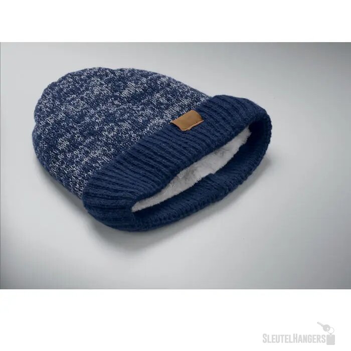 Gebreide muts met boord Puntos blauw