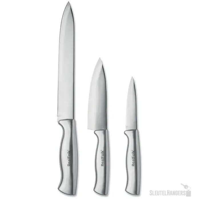 Roestvrijstalen messenset 3st Cocinero zilver