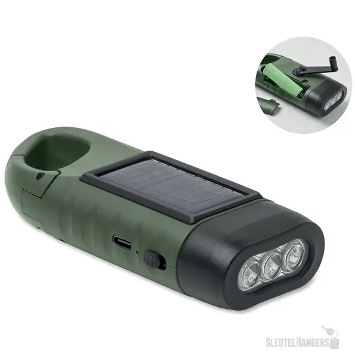 Zonnezaklamp met dynamo Cranch donker marinegroen