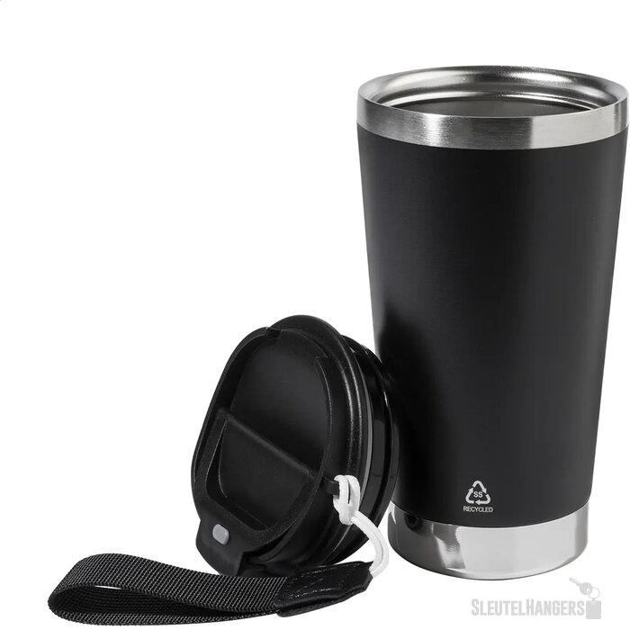 Gerecyclede Rvs Thermosbeker (430 Ml) Zwart 430 ml