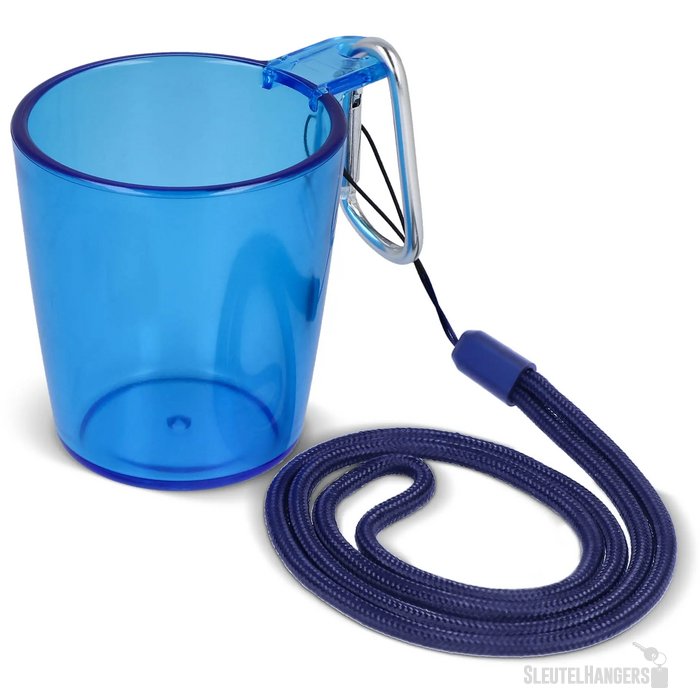 Festival shotglaasje with lanyard transparant / blauw