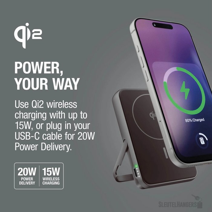 Fresh 'n Rebel Draadloze Powerbank 10000mAh Geschikt voor MagSafe donker grijs