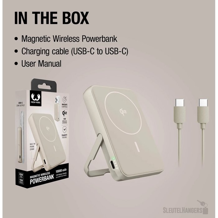 Fresh 'n Rebel Draadloze Powerbank 10000mAh Geschikt voor MagSafe beige