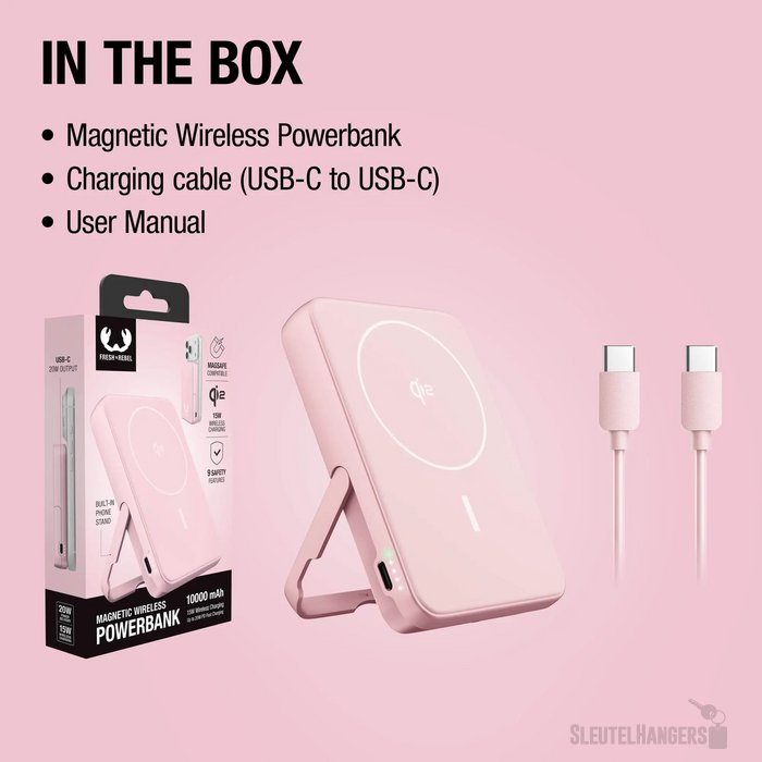 Fresh 'n Rebel Draadloze Powerbank 10000mAh Geschikt voor MagSafe roze
